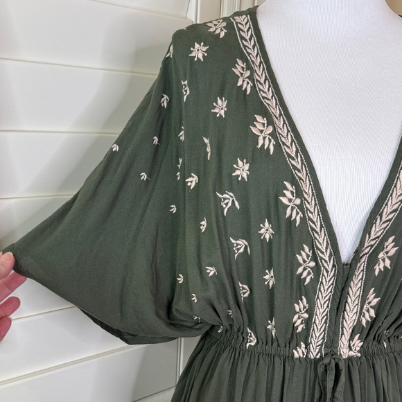 Cost Plus World Market Olive Maxi Dress with Embroidery - Picture 9 of 9